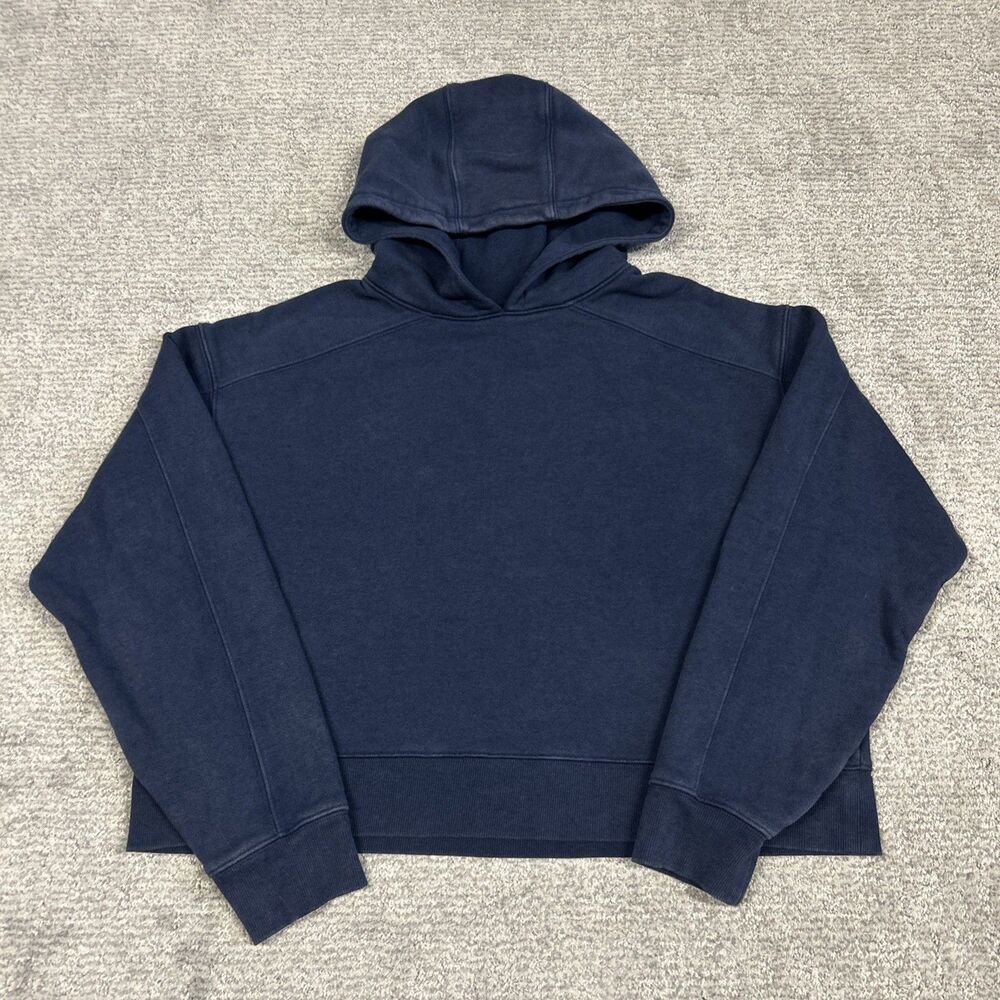 Nuuds Hoodie Womens Small Navy Blue Cropped Sweatshirt Lounge